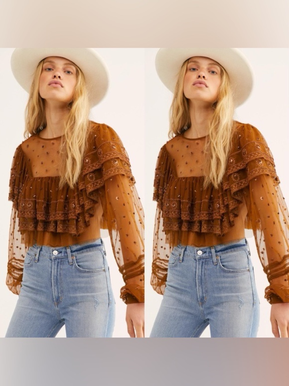 Free People Mesh Top - Feminine Romantic Adorable - Picture 1 of 7